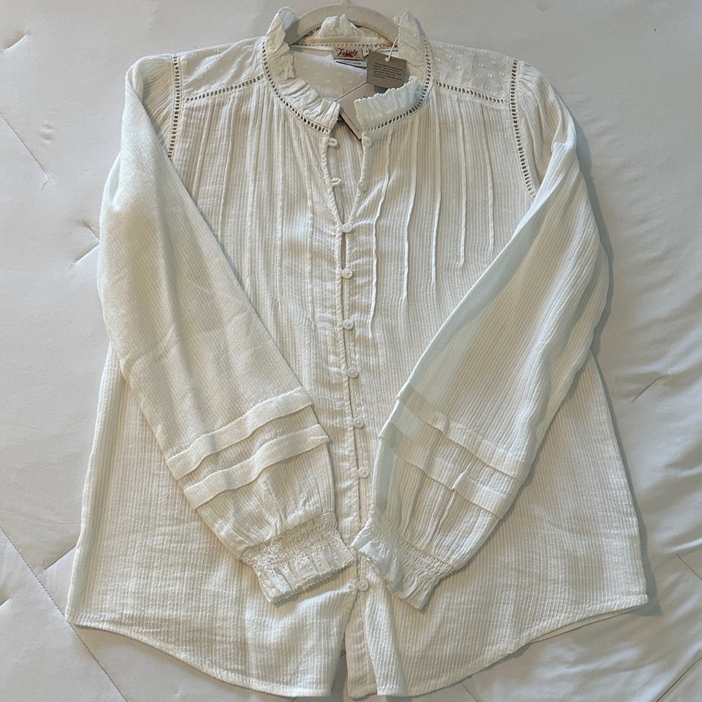 Faherty Cream Textured Button-Up Shirt